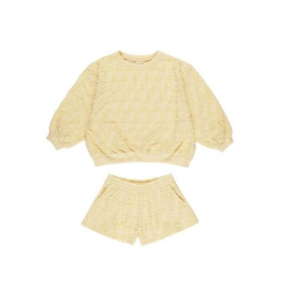 Rylee + Cru Summer Terry Sweatshirt Yellow Waves